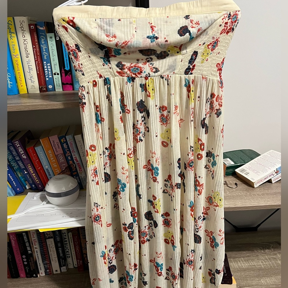 Free People Flowy Bohemian Tube Top with Flower Pattern, Size L